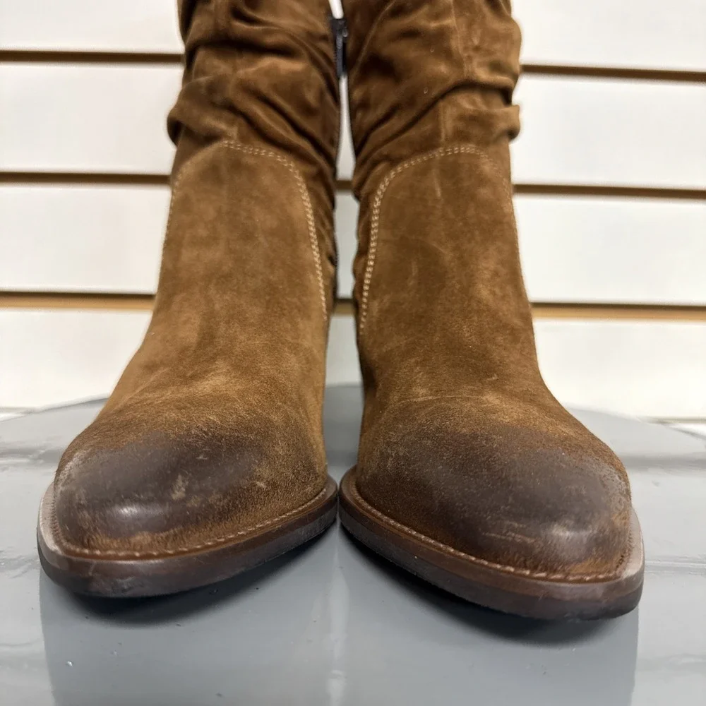 Donna Carolina Boot Slouch Nubuck Suede Leather‎ Cowgirl Western Side Zip 36.5